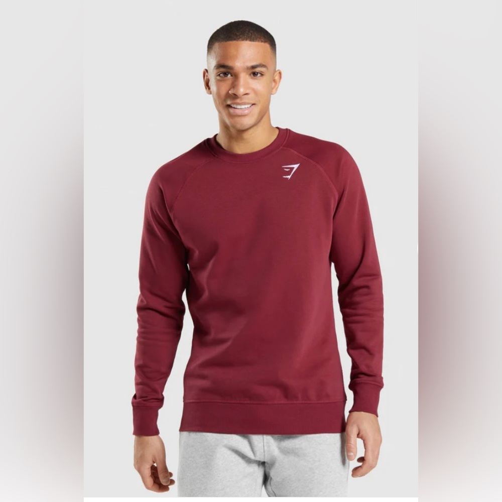 Gymshark Crest Sweatshirt | Burgundy Red | Size small